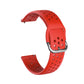 Breathable porous watch strap with inner buckle, red perforated silicone band.
