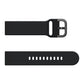 Black silicone watch strap with metal buckle and adjustment holes