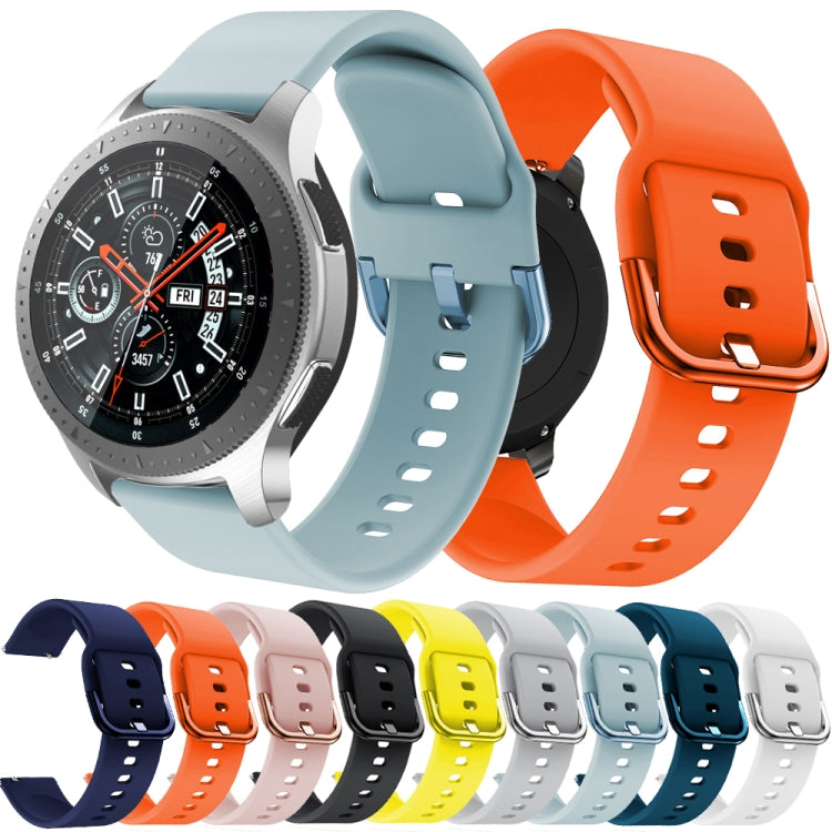 Silicone watch strap set in light blue and orange with metal buckles