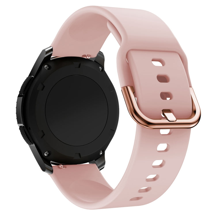 Pink silicone smartwatch strap with metal buckle and adjustment holes