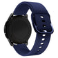 Midnight blue silicone smartwatch strap with metal buckle and adjustment holes
