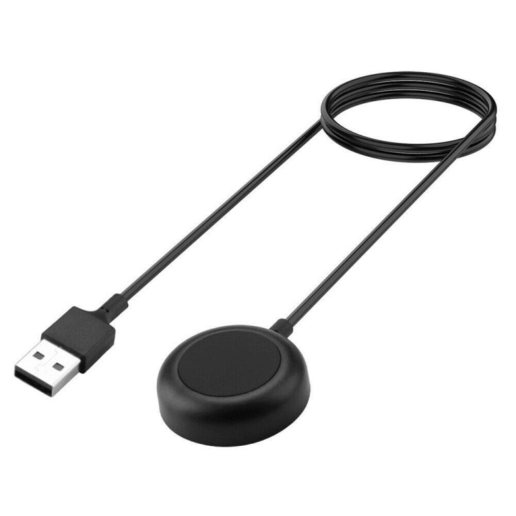 Black USB-A watch charger cable with round magnetic charging dock