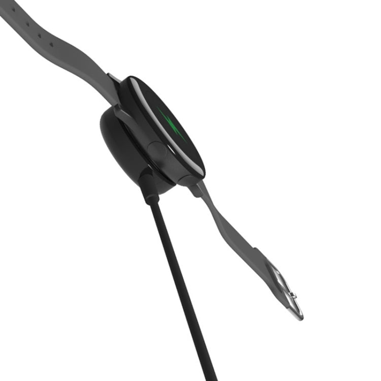 Black magnetic charging dock with cable and exposed metal charging pins