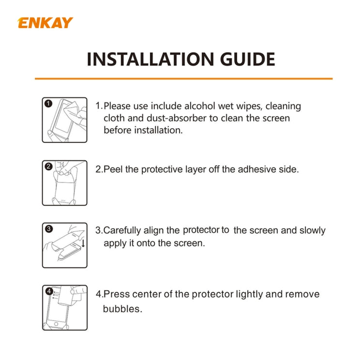 Installation guide sheet for smartwatch tempered glass screen protector with steps