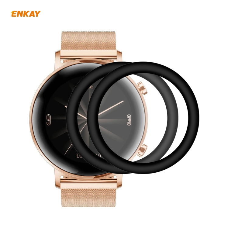 ENKAY screen protector film set with soft PC edge, shown on rose-gold smartwatch face