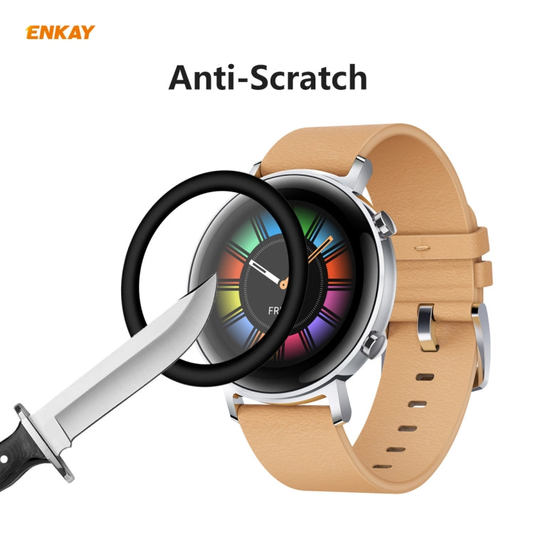 Screen protector film with anti-scratch protection, shown on tan smartwatch screen