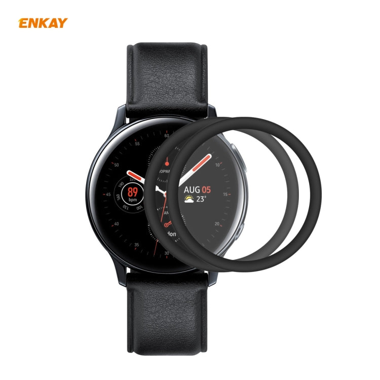 Screen protector film set with soft PC edge on black smartwatch face