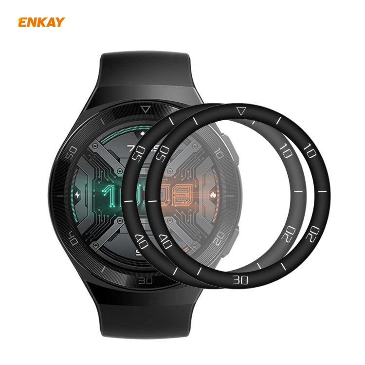 Black smartwatch screen protector films, two-piece set with cutout for display