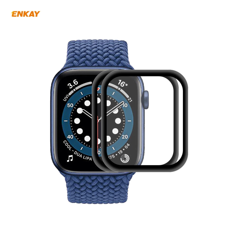 ENKAY curved PET screen protector film for 40mm Apple Watch, black frame, front view