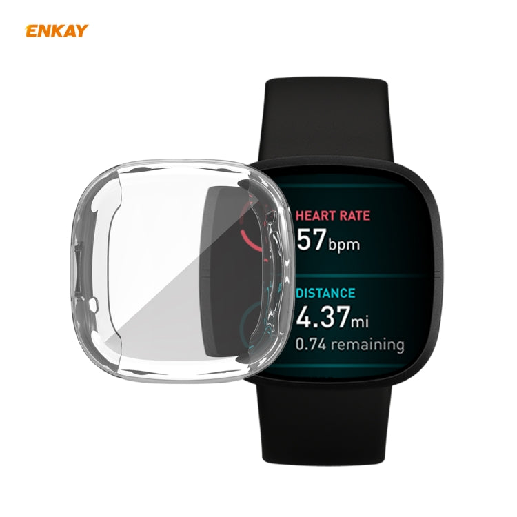 Fitbit Versa 3/Sense transparent full-coverage TPU smartwatch case, clear cover