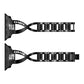 Black X-shaped diamond-studded stainless steel watch band links, front view