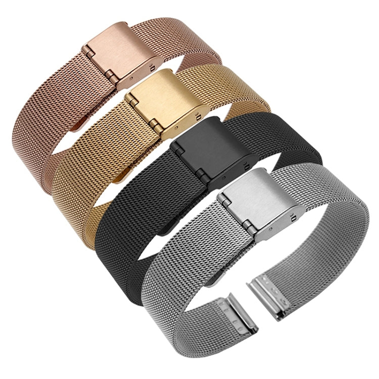 Stacked braided fine mesh stainless metal watch straps with double buckle clasps, mixed colors
