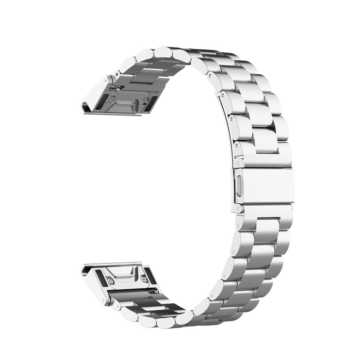 Stainless steel quick-release watch strap with polished link bracelet and clasp hardware
