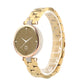 Gold stainless steel wristwatch strap with round smartwatch face and clasp