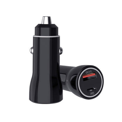 Black dual-port car charger with QC3.0 and PD charging ports