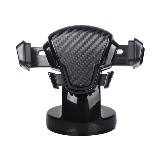Black suction cup phone holder front view with carbon-fiber grip and four adjustable side arms
