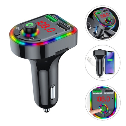 F6 Car FM Transmitter Colorful Breathing Atmosphere Lamp  MP3 Player Charger, F6