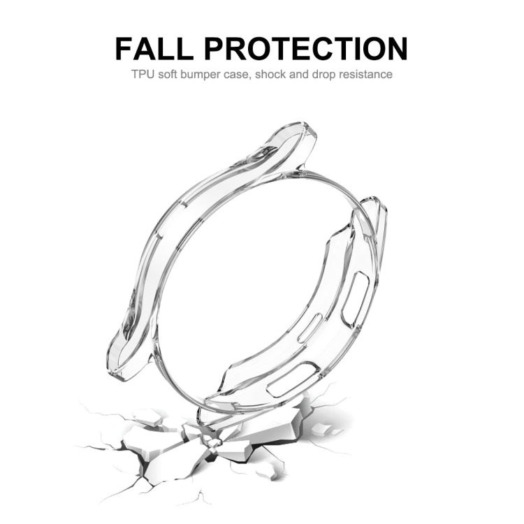 Transparent TPU bumper watch case with shock-protection look and cracked impact effect