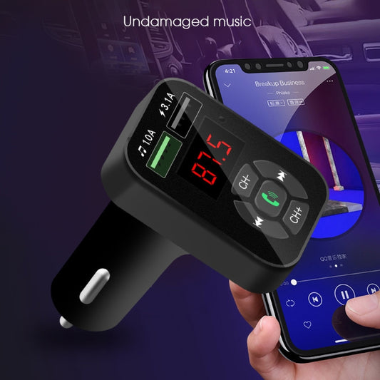 A9 Car FM Transmitter Hands-free Wireless Audio Receiver MP3 Player Dual USB Fast Charger, A9