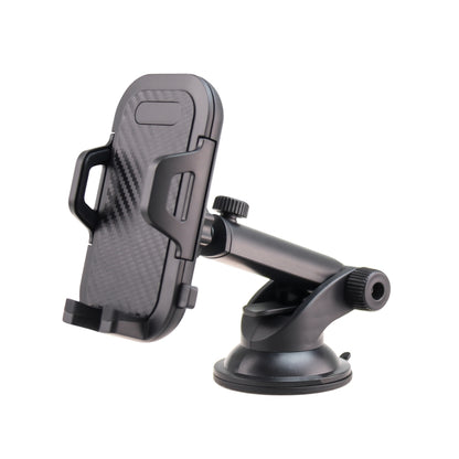 Car phone holder with adjustable clamp and suction cup base, black and gray