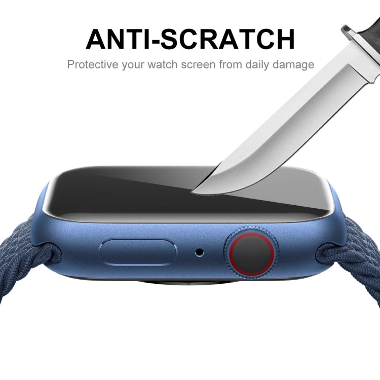 Anti-scratch screen protector film edge on Apple Watch 41mm close-up