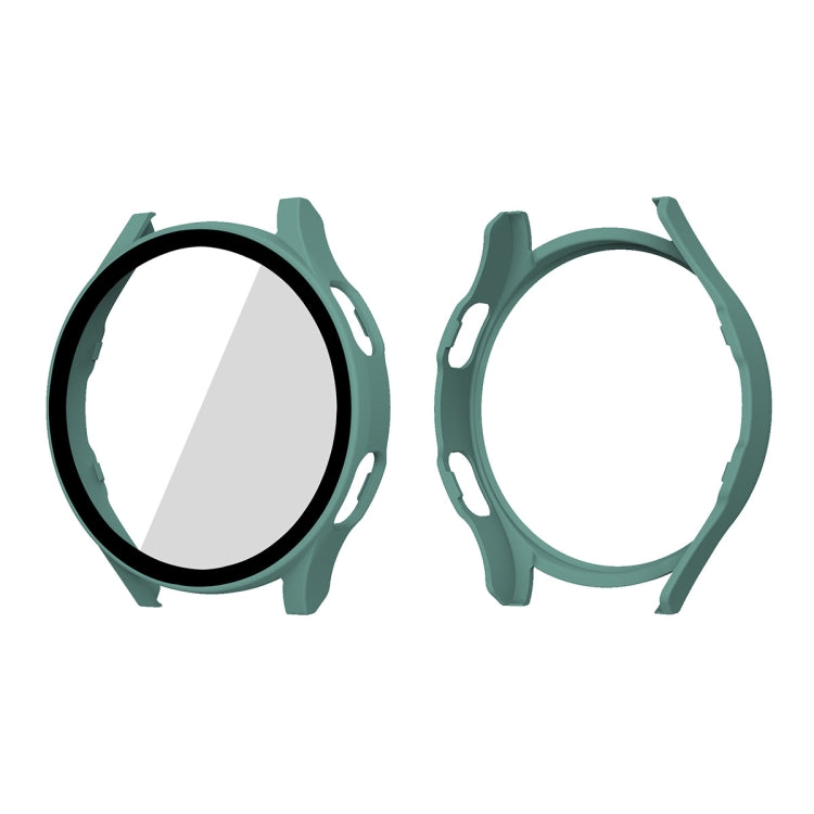 Green PC frame with tempered glass screen protector for a round smartwatch face