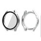 Silver PC frame with tempered glass screen protector for a round smartwatch face