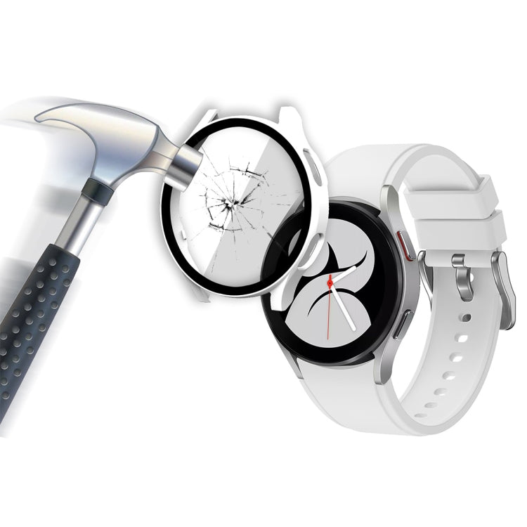 Tempered glass screen protector case for round smartwatch, clear and black frame