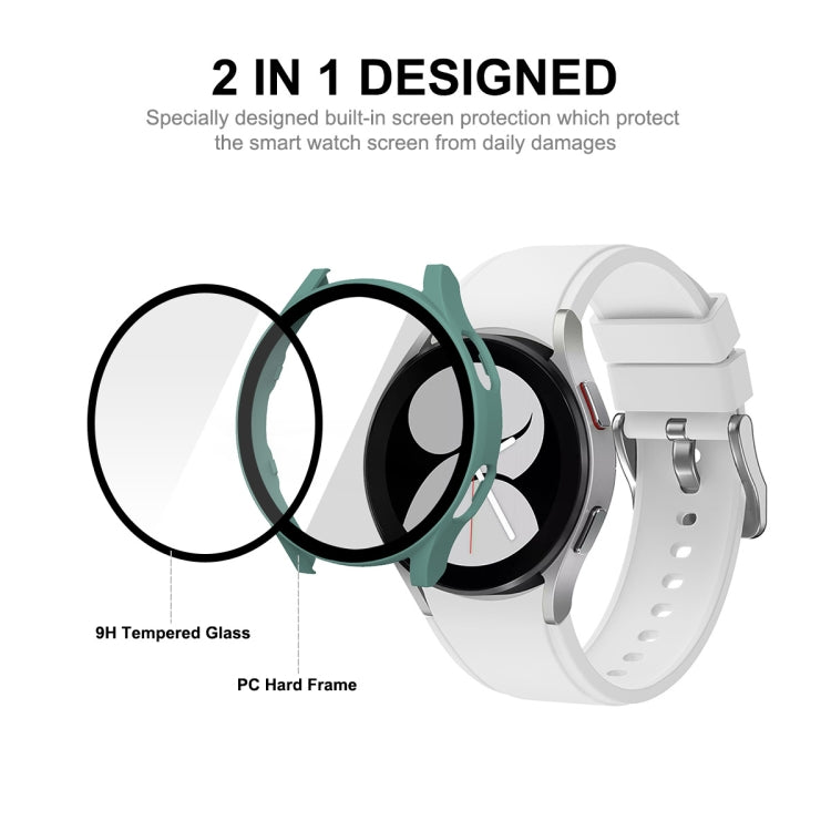 2-in-1 tempered glass protector case for smartwatch, green and black, with PC frame
