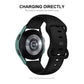 Tempered glass protector case on smartwatch, green PC frame with black strap