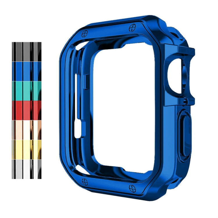 Midnight blue TPU watch protective case bumper with side cutouts and raised edges