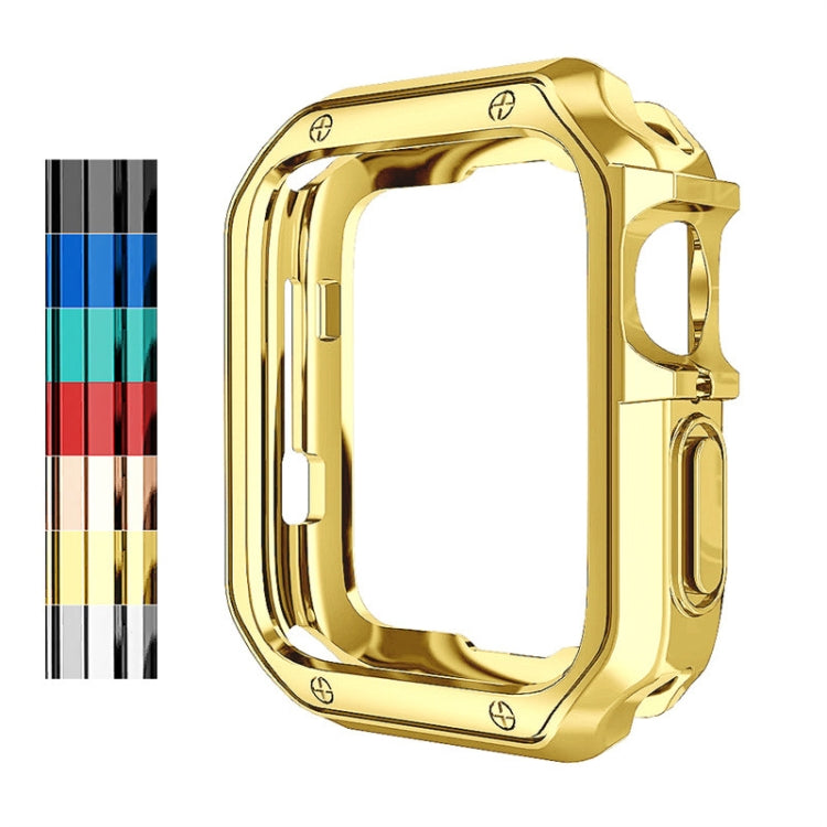 Gold TPU watch protective case with raised frame and cutout for watch controls