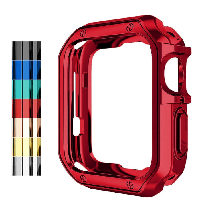 Red TPU watch protective case bumper with glossy finish and side button openings
