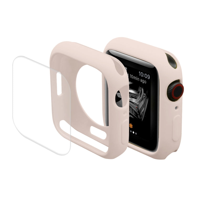 Light gray TPU watch case with full-coverage PET screen protector film for Apple Watch