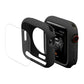 Black TPU watch case with full-coverage PET screen protector film for Apple Watch