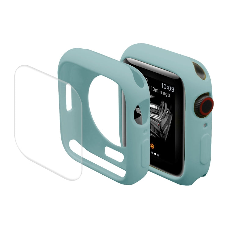Light blue TPU watch case with full-coverage PET screen protector film for Apple Watch