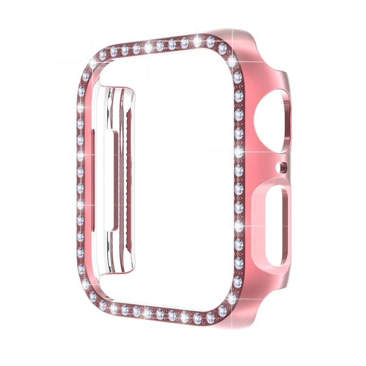 Pink watch case with curved screen protector, rhinestone border and side cutouts