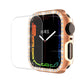 Rose gold watch case with curved screen protector, rhinestone bezel, black watch face display