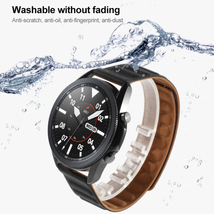 Silicone magnetic watch strap, black band with brown interior