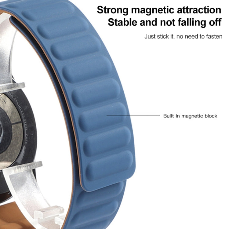 Silicone magnetic watch strap, blue band with textured segments