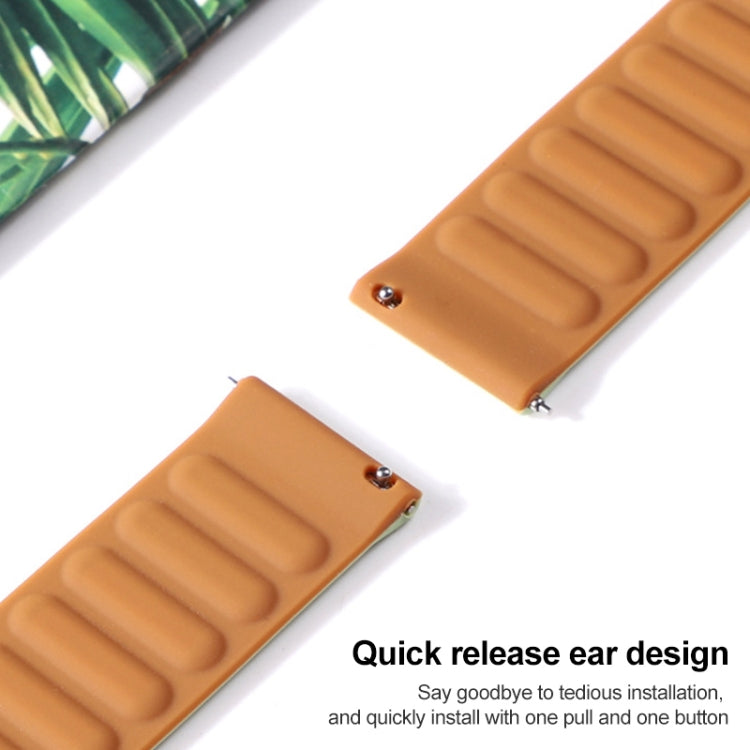 Silicone magnetic watch strap, orange quick-release ends with metal pins