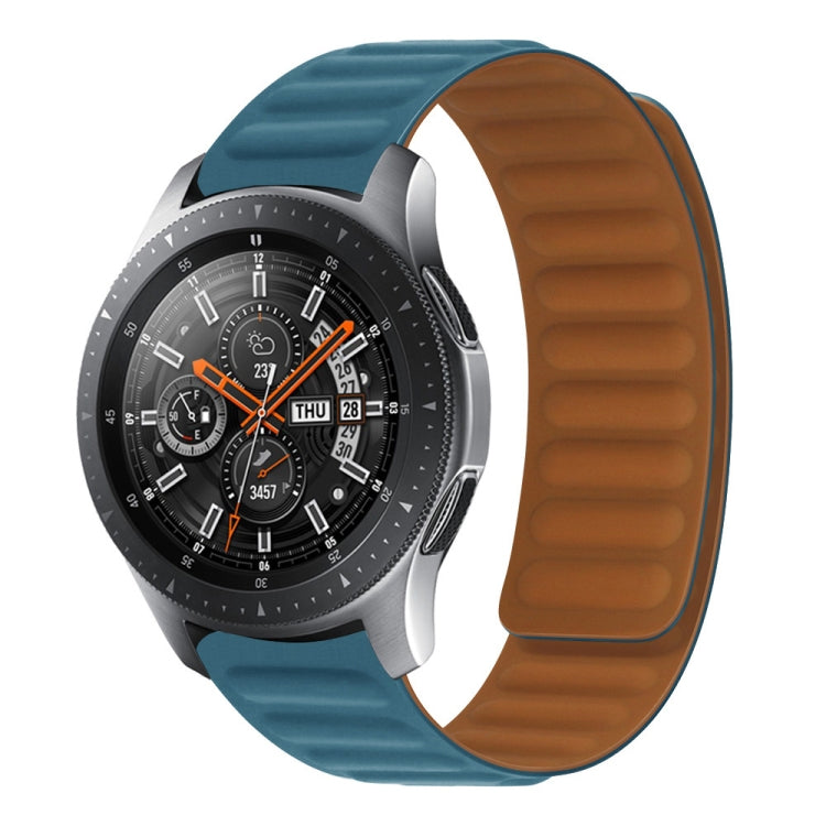 Silicone magnetic watch strap, teal silicone band with ridged underside.