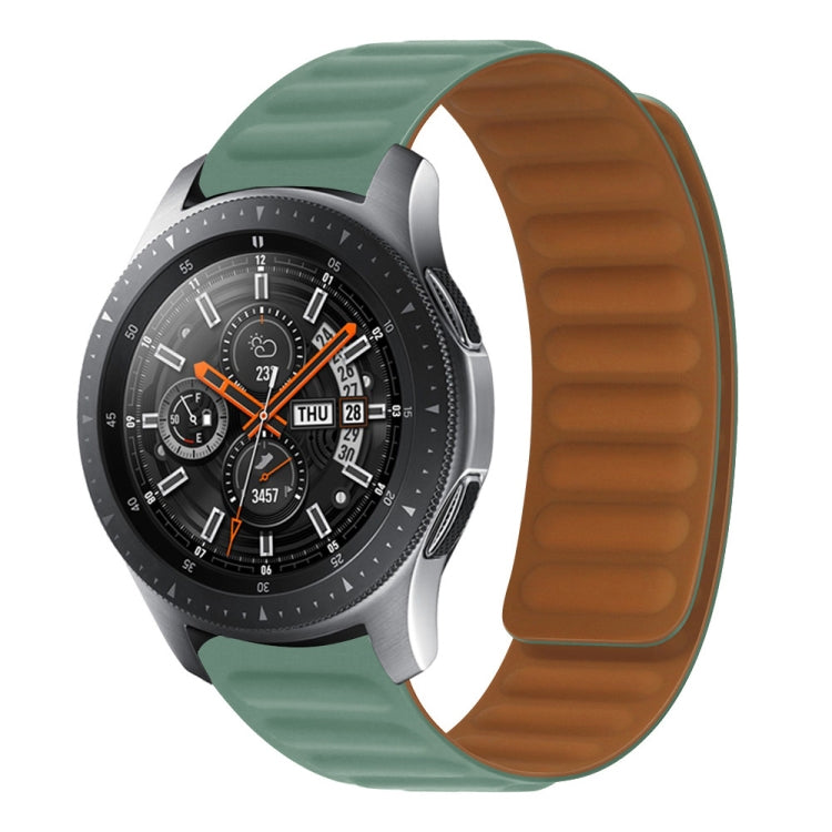 Silicone magnetic watch strap, green silicone band with ridged underside.