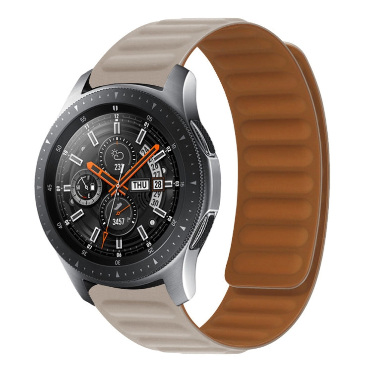 Silicone magnetic watch strap in light gray with ridged finish, for Huawei Smart Watch