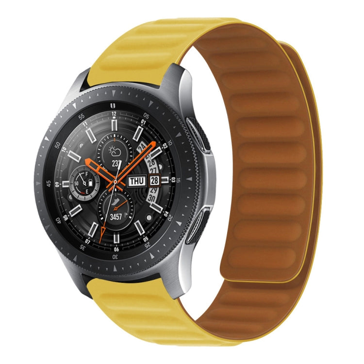 Silicone magnetic watch strap, yellow silicone band with brown interior, for Huawei-style watch