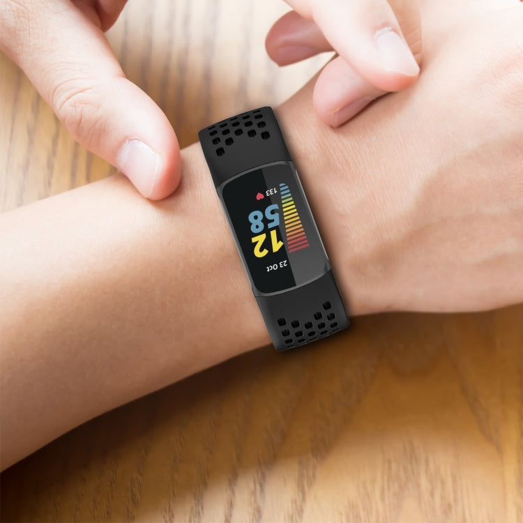 Monochromatic Silica Gel Breathable Strap, For Fitbit Charge 5