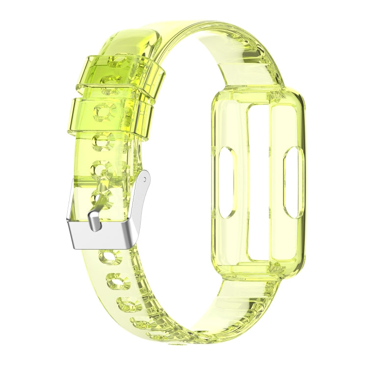 Transparent yellow silicone watch strap, rectangular vented link panel