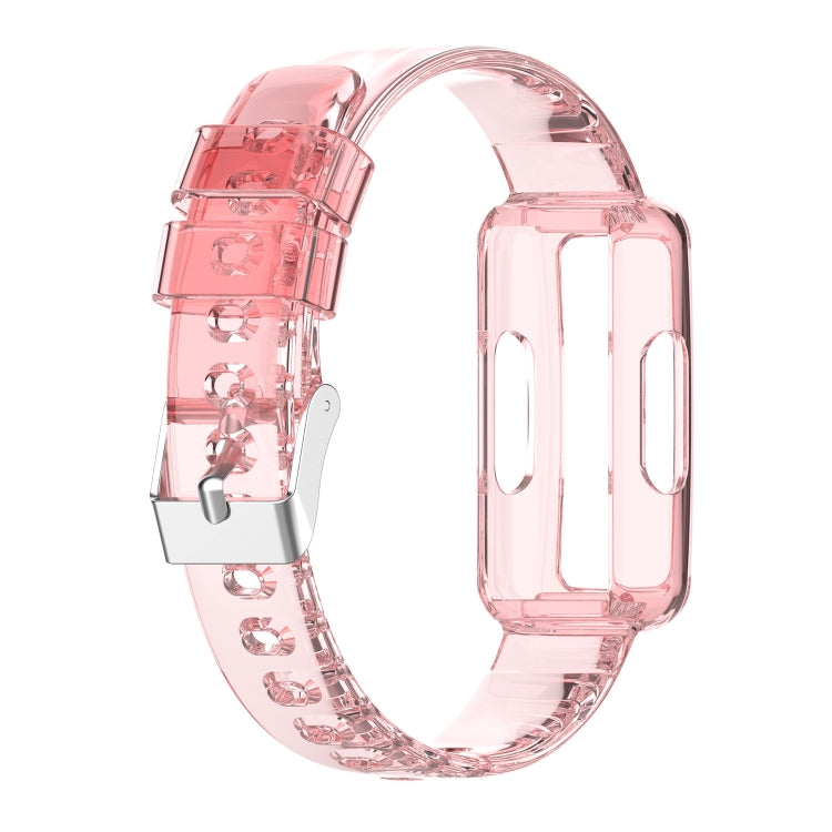 Transparent silicone integrated watch strap with buckle, pink clear design