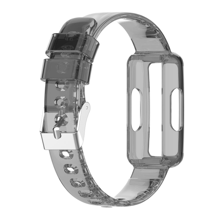 Transparent silicone integrated watch strap with buckle, dark clear link design