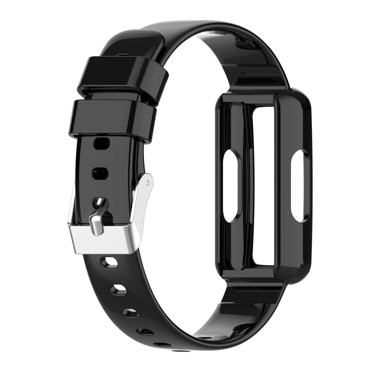 Black transparent silicone watch strap, open clasp with pin holes